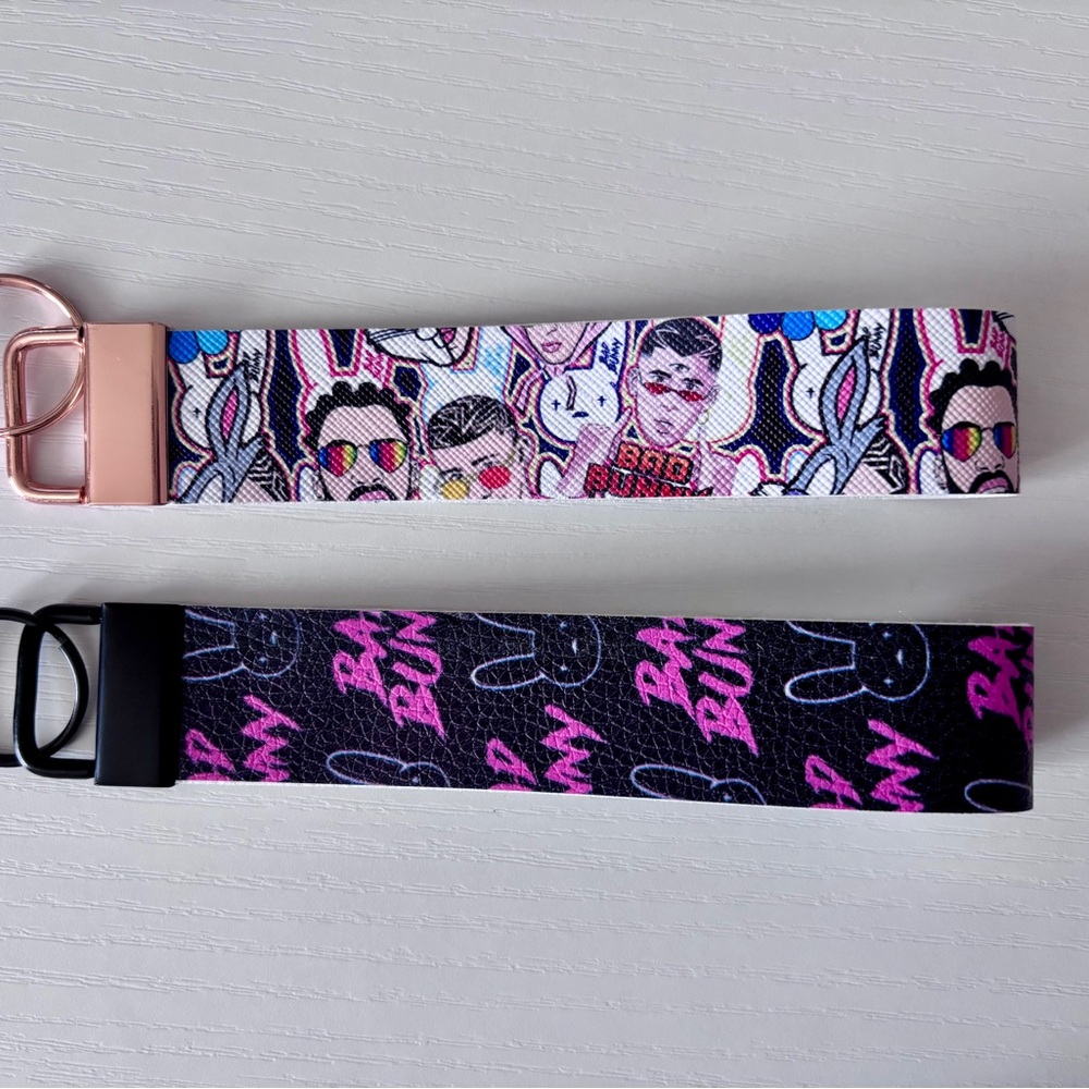 Bad Bunny Faux Leather Keychain Wristlets